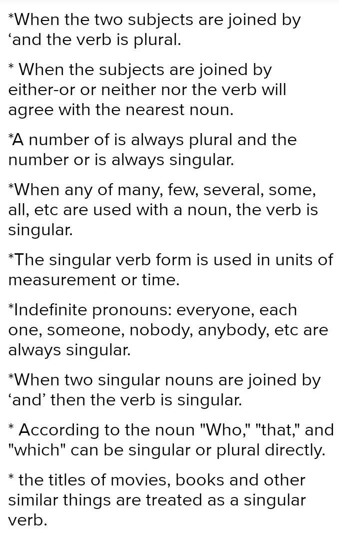 Outline thirty instances of subject verb Concord rules application.-example-1