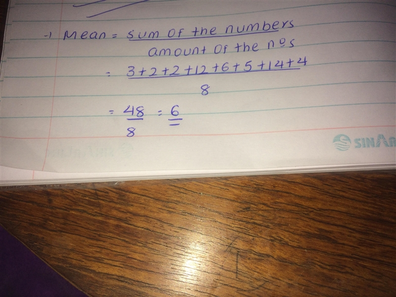 What is the mean of the data set [3, 2, 2, 12, 6, 5, 14, 4]?-example-1