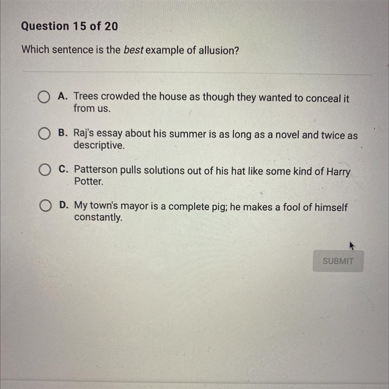 Which sentence is the best example of allusion?-example-1