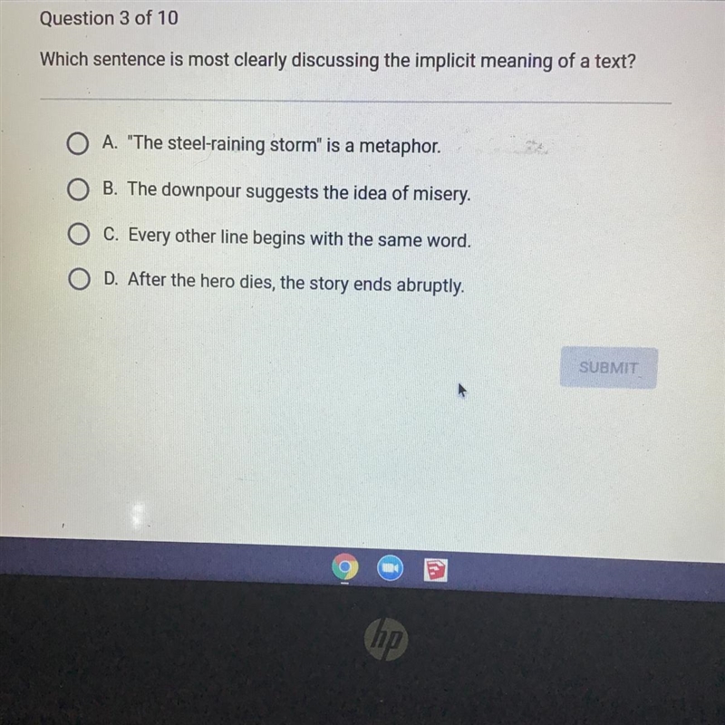 Which sentence is most clearly discussing the implicit meaning of a text-example-1