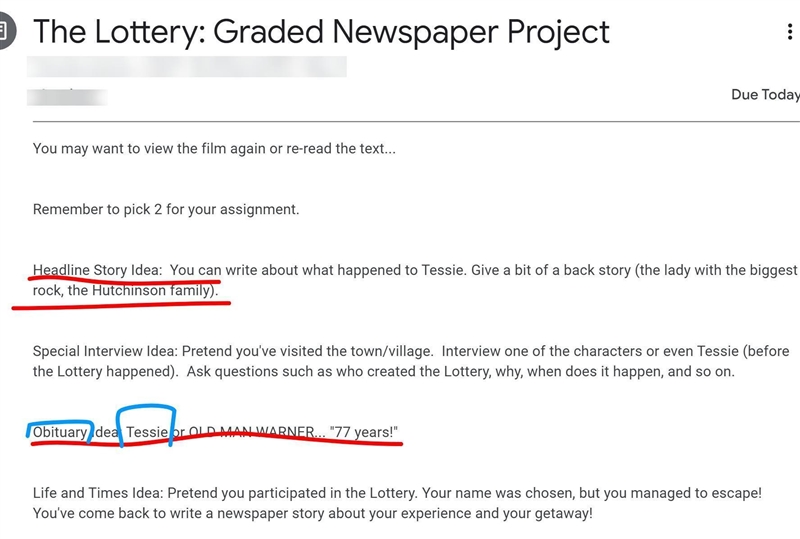 due in the morning currently 4: 00am, The story is The lottery its pretty short and-example-1