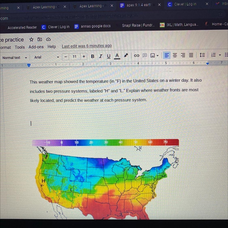 This weather map showed the temperature (in °F) in the United States on a winter day-example-1