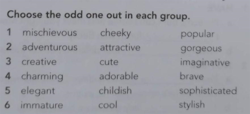 Choose the odd one out in each group.​-example-1