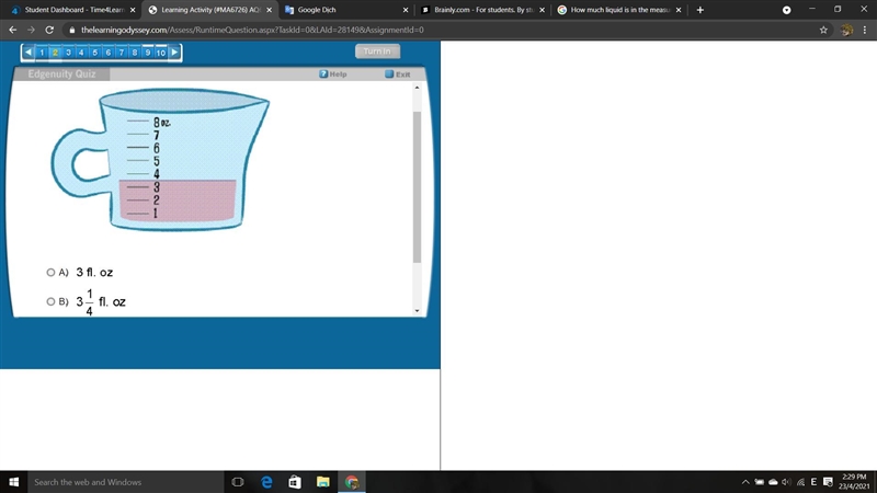 How much liquid is in the measuring cup?-example-1