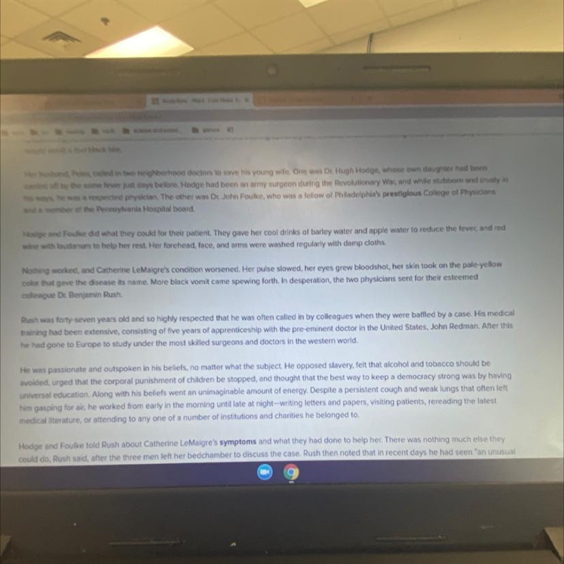 Use details from the text to describe three symptoms that indicated a patient had-example-1