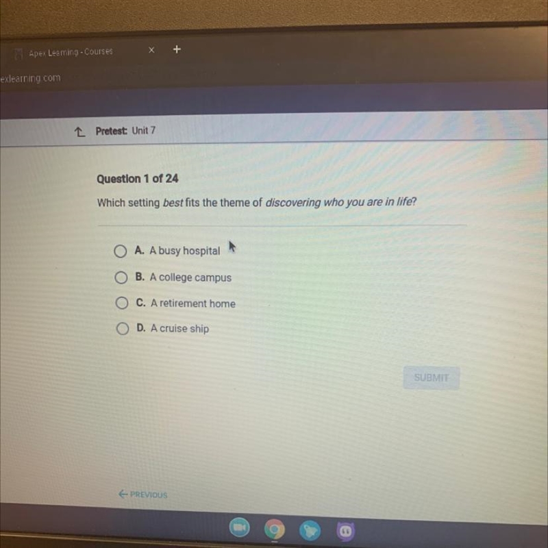 Which setting best fits the theme of discovering who you are in life ?-example-1