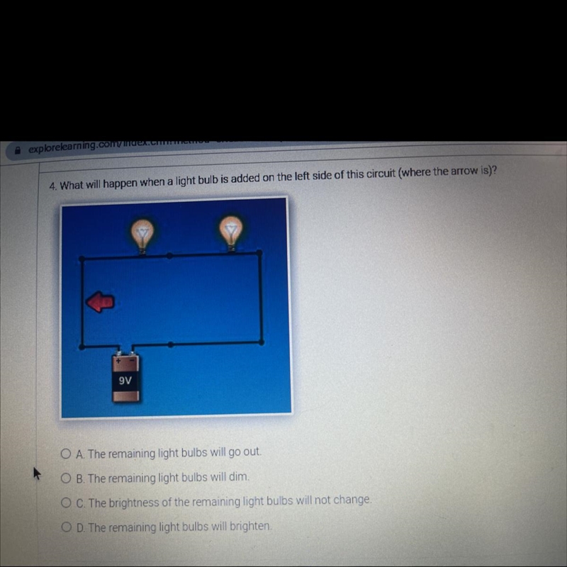 What will happen when a light bulb is added on the left side of this circuit (where-example-1