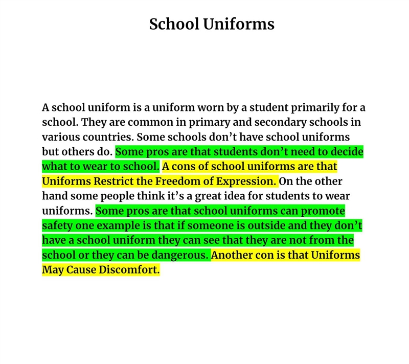 Can some write a paragraph about why school uniforms are bad? Here’s an idea paragraph-example-1