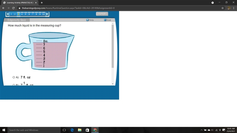 How much liquid is in the measuring cup ?-example-1