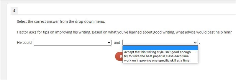 Select the correct answer from the drop-down menu. Hector asks for tips on improving-example-2