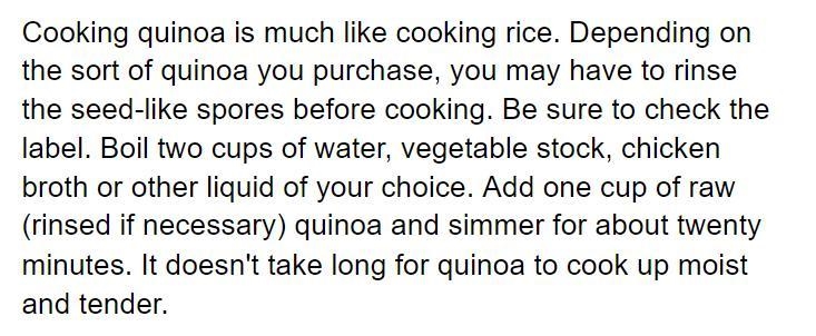 The central idea of this passage is: A. the health benefits of quinoa. B. how to cook-example-1