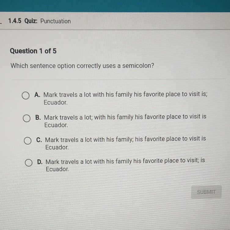 Which sentence option correctly uses a;​-example-1