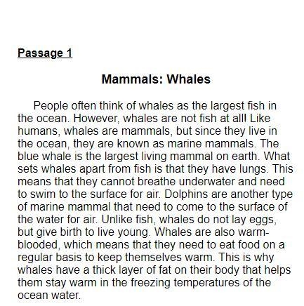 After reading both passages, what can the reader understand about marine mammals? A-example-1