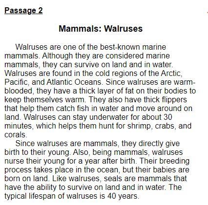 After reading both passages, what can the reader understand about marine mammals? A-example-2