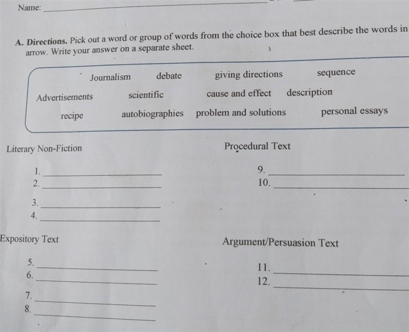 Pick out a word a group of words from the choice box that best describe the words-example-1