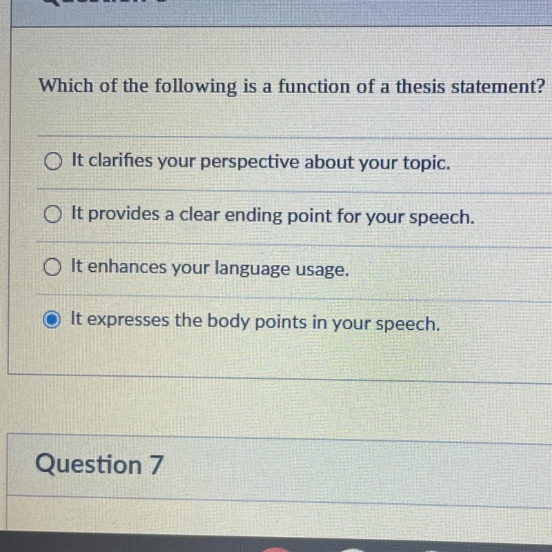 Which is the function of a thesis statement? PLEASE HELP!-example-1