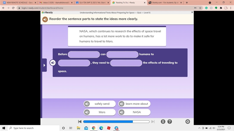 PLSS HELP FAST.......reorder the sentence parts to state the ideas more clearly-example-1