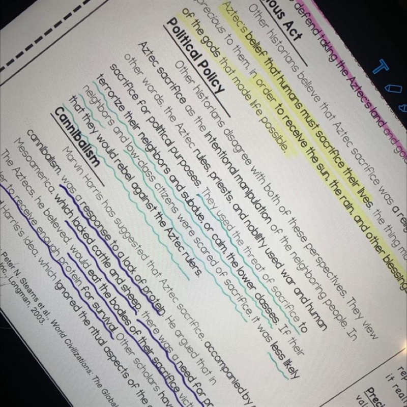 I need help in political The question is: Others think human sacrifice helped Aztecs-example-1