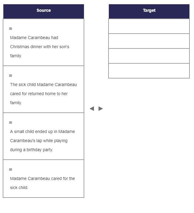 Organize the events of the story listed in the source table in the proper sequential-example-1