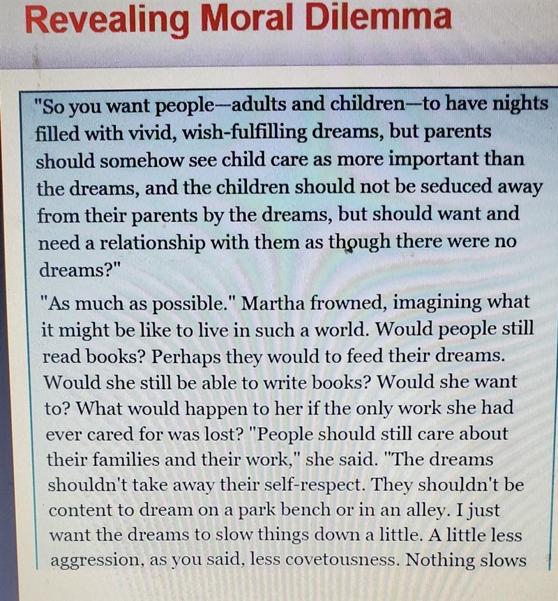 She is concerned about people becoming so satisfied with dreams that they do not care-example-1