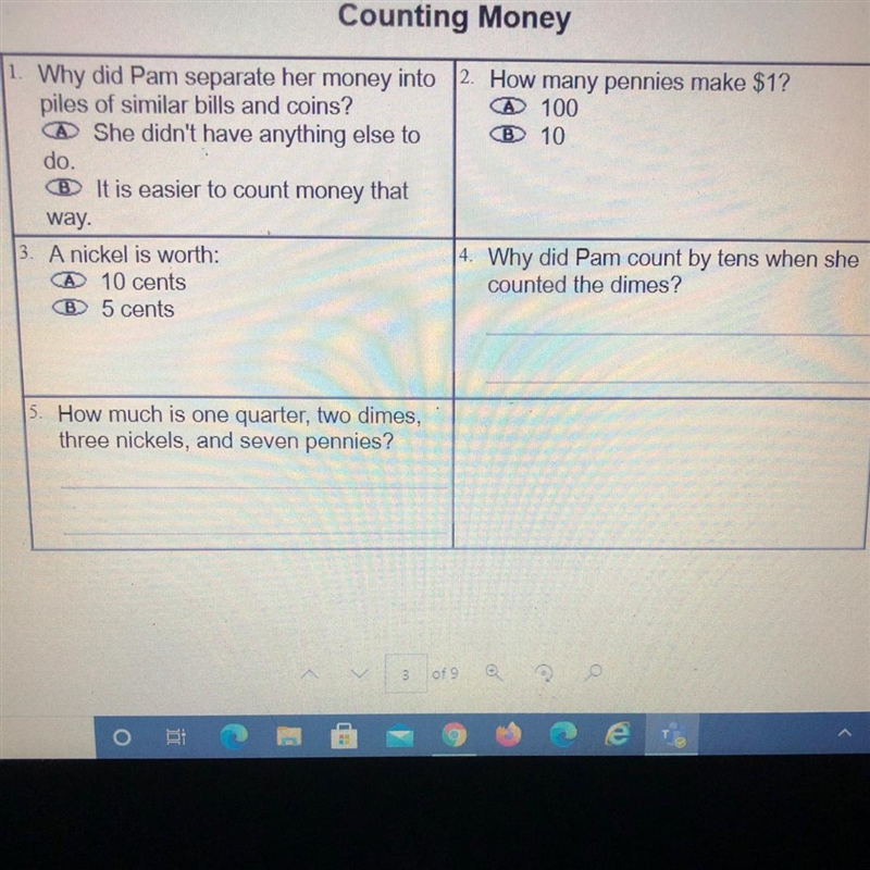 4. Why did Pam count by tens when she counted the dimes?-example-1