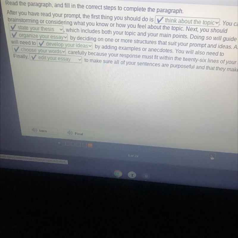 Read the paragraph, and fill in the correct steps to complete the paragraph. After-example-1