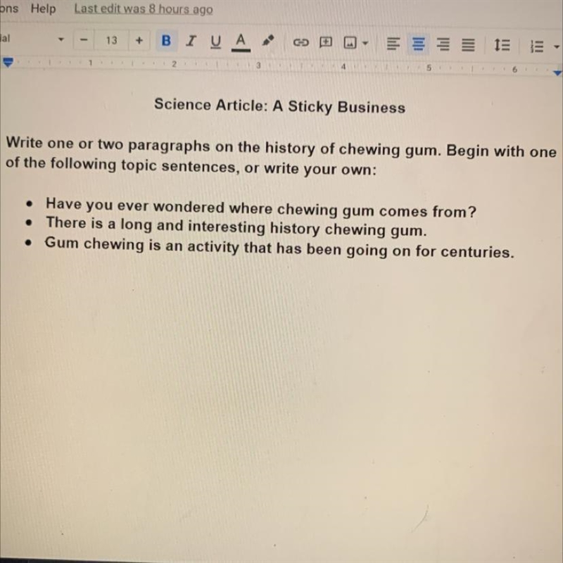 Science Article: A sticky business Write one or two paragraphs on the history of chewing-example-1