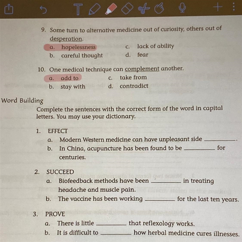 Word Building Complete the sentences with the correct form of the word in capital-example-1