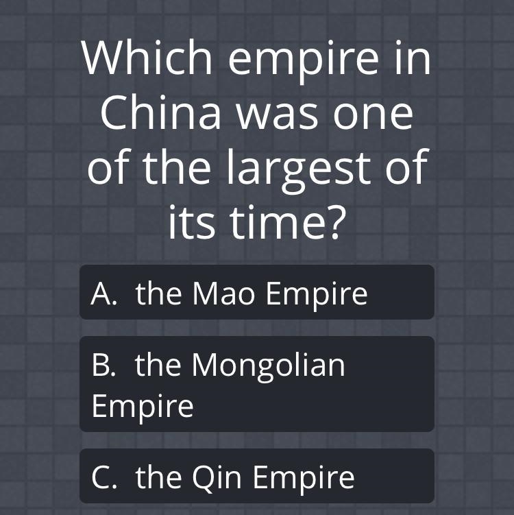 Which empire in China was one of the largest of its time ? Give evidence! ••••••••••••-example-1