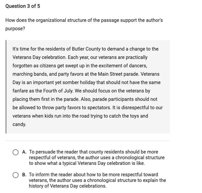 How does the organizational structure of the passage support the author's purpose-example-1