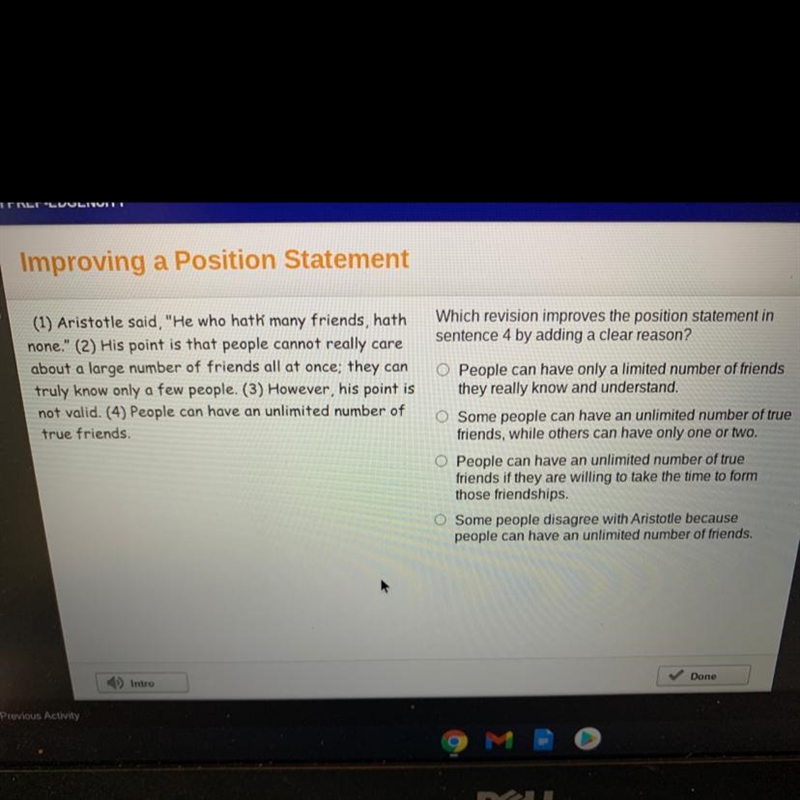 Which revision improves the position statement in sentence 4 by adding a clear reason-example-1