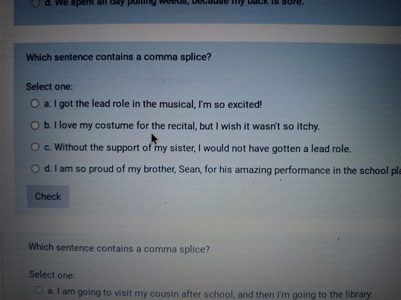 Which sentence contains a comma splice-example-1