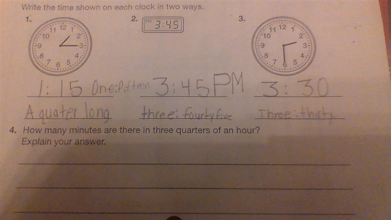 How many minutes are there in three-quarters of an hour explain your answer-example-1