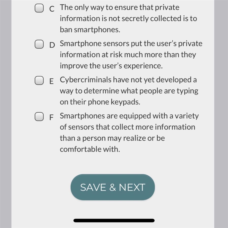 Any one know the answer to This question from Common lits “ Smartphones put your privacy-example-1