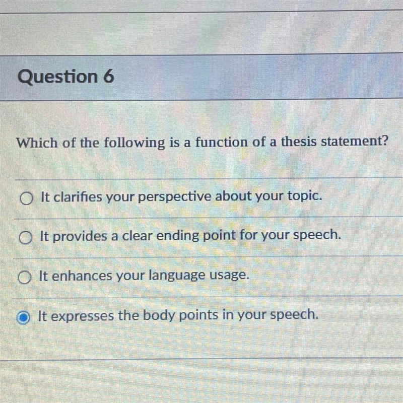 Which is the function of a thesis statement? PLEASE HELP!-example-1