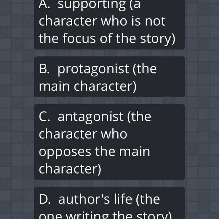 The subplot or side-story will follow which type of character? Don’t use for points-example-1