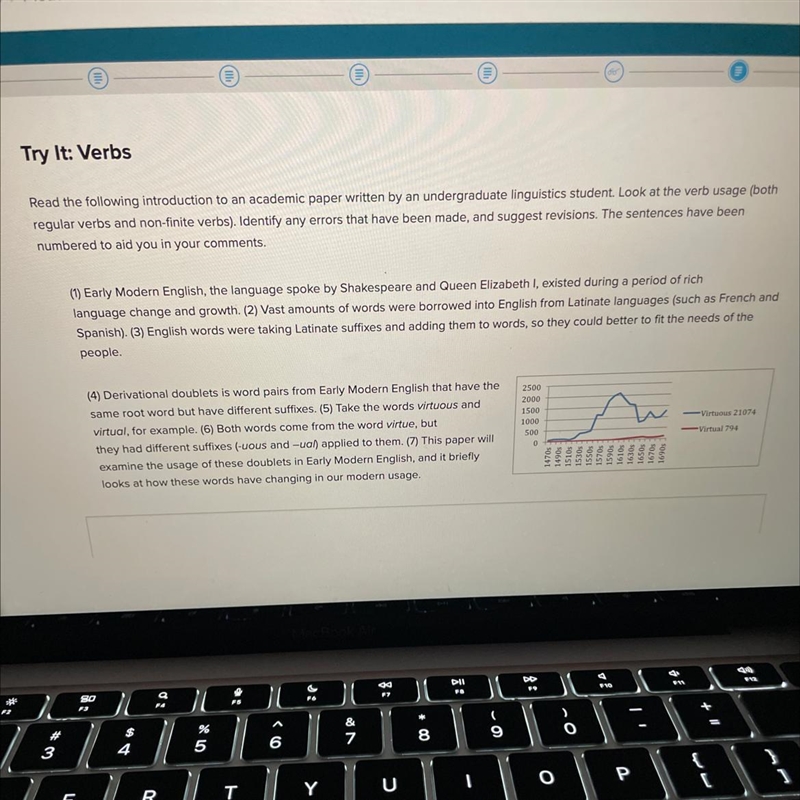 Try It: Verbs Read the following introduction to an academic paper written by an undergraduate-example-1