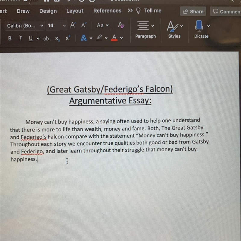 I’m writing an argumentative essay on both stories “The Great Gatsby” and “Federigo-example-1