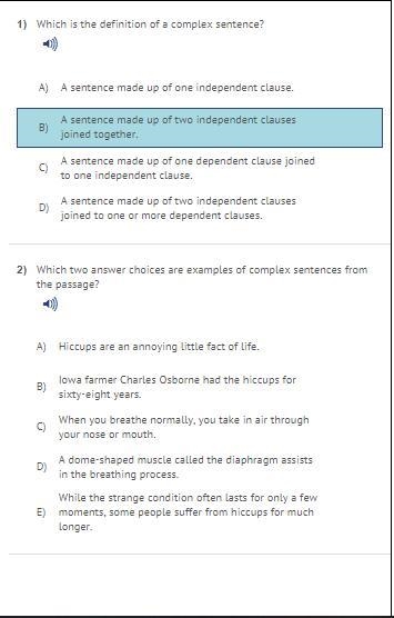 Which is the definition of a complex sentence? A) A sentence made up of one independent-example-3