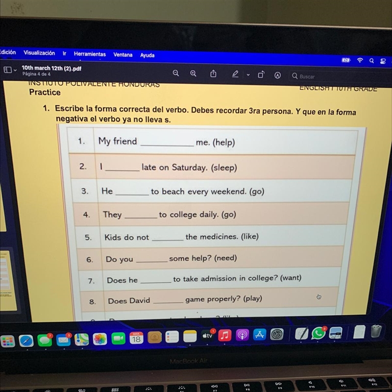 Q Buscar Página 4 de 4 TINSTIUTU POLIVALENTE HONDURAS Practice ENGLISANTIUTH GRAD-example-1