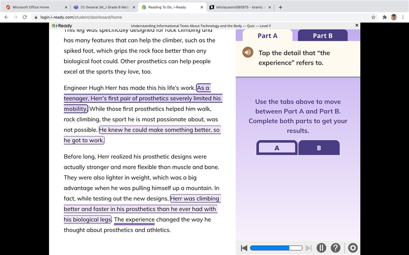 HELP ME ASAP IN MY IREADY PLEASEE!!!!! PART A AND PART B ALSO ILL GIVE 32 POINTS PLEASEEEEEE-example-1