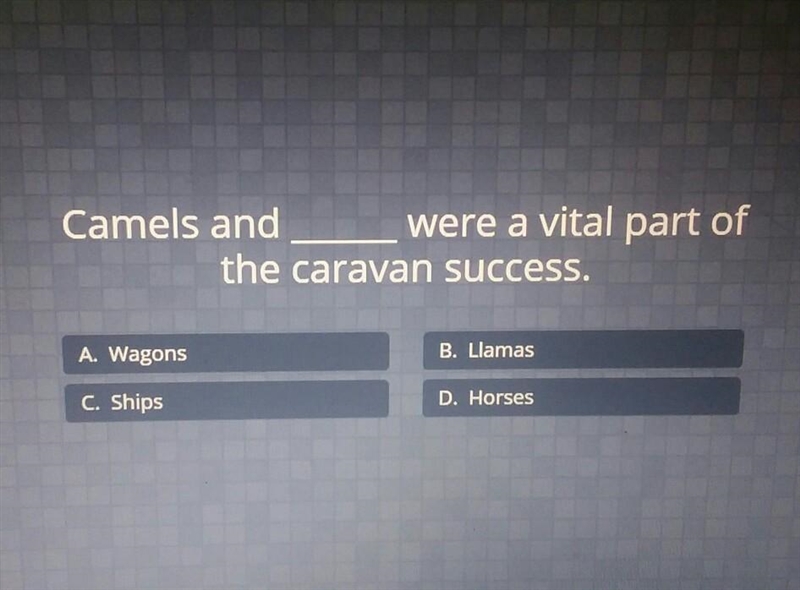 Camels and were a vital part of the caravan success.​-example-1