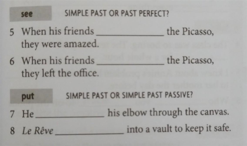 Help.. complete the sentences with the correct form of the verbs.​-example-1