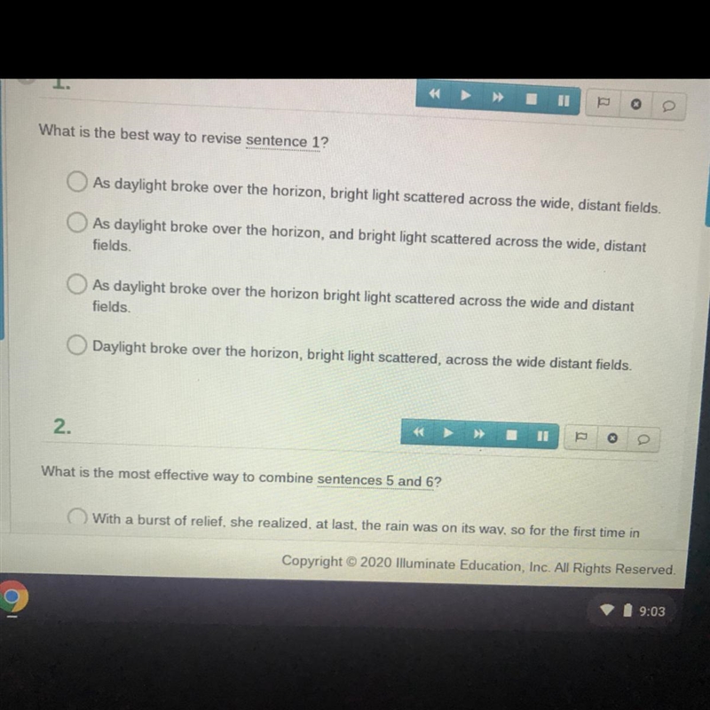 ⚠️ANSWER NEEDED QUICK⚠️ On the story the sentence is written as “Daylight broke over-example-1