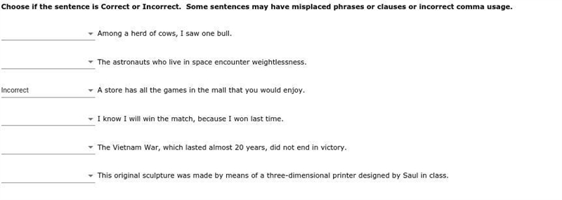 Read the question and determine which one is correct and incorrect-example-1