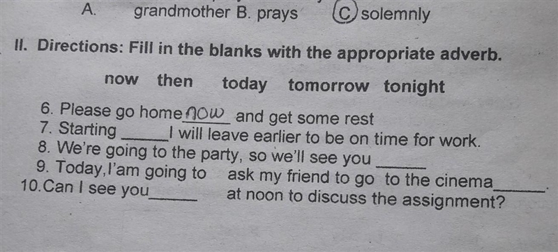 fill in the blanks with appropriate adverb 1.Plese go home ___ and get some rest 2.Starting-example-1