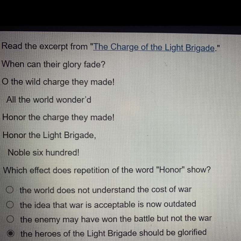 Read the excerpt from "The Charge of the Light Brigade." When can their-example-1