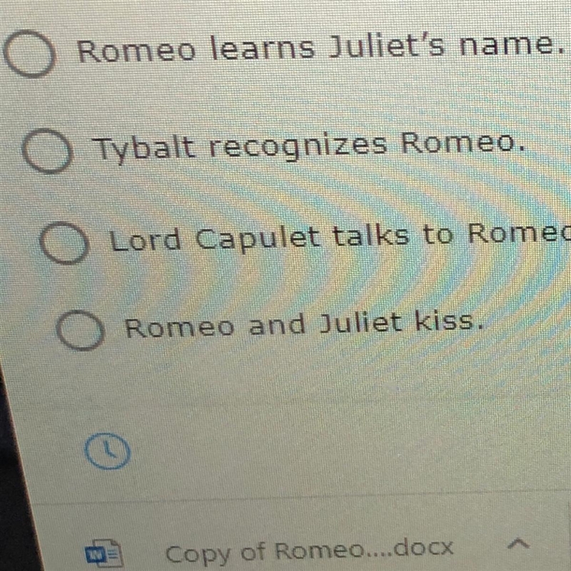 Which Event during the capulets party in scene 5 takes place first-example-1