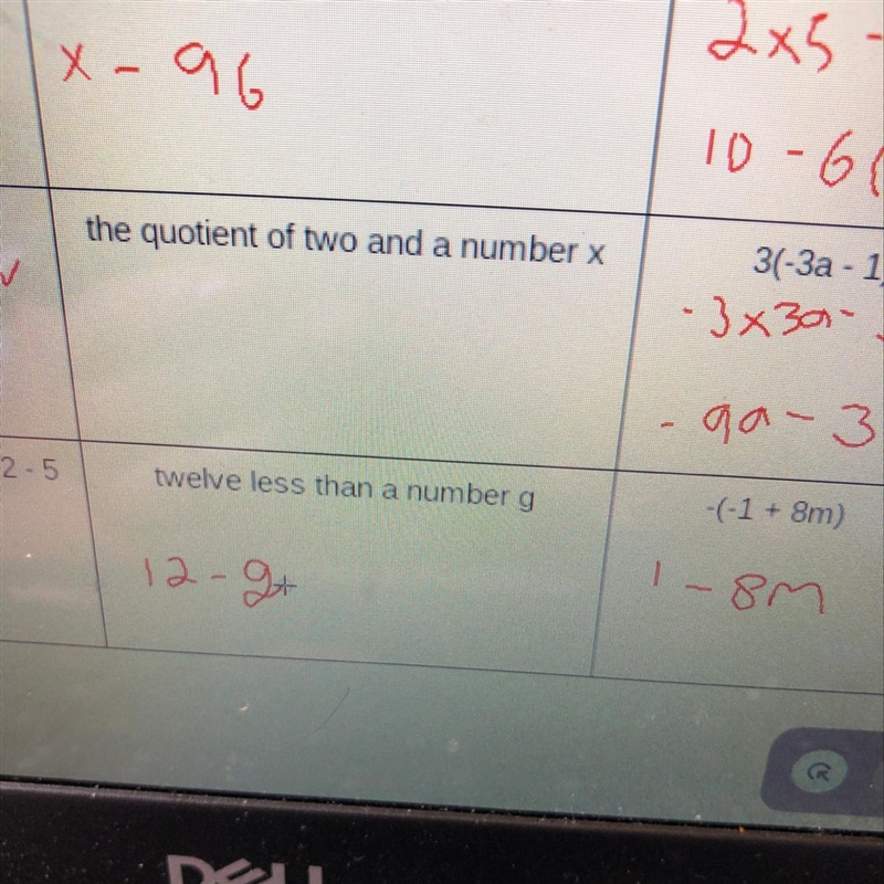 The quotient of two and a number x Y need help .-example-1