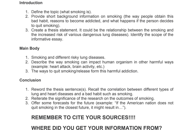 Write your informative essay on what is smoking do not go on internet you have to-example-1